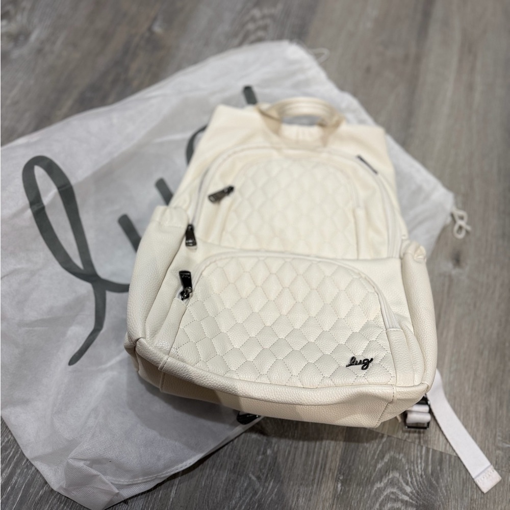 Lug Classic Hatchback Cream Quilted Backpack with Floral Lining